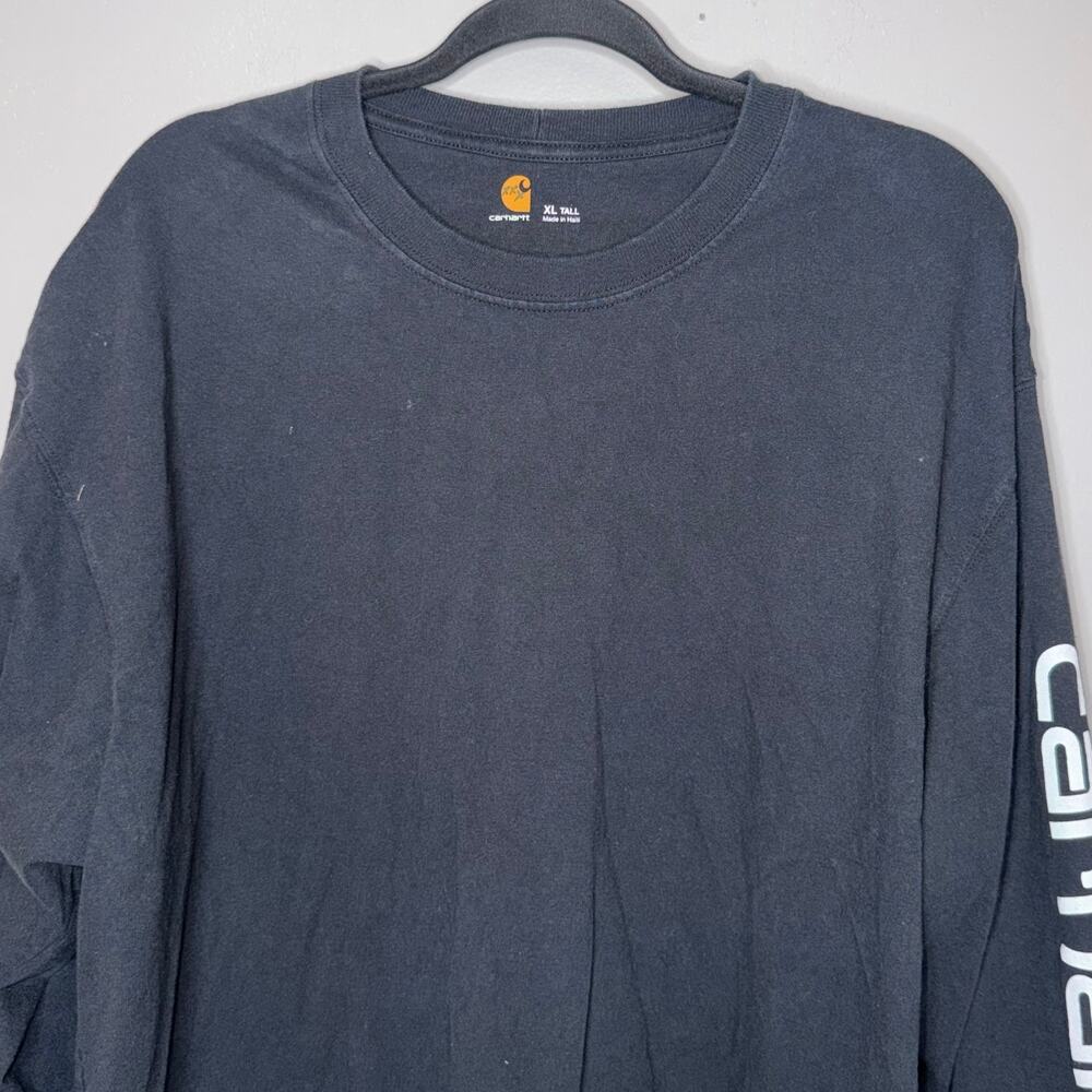 Carhartt Mens Size XL Tall Black Long Sleeve Logo TShirt